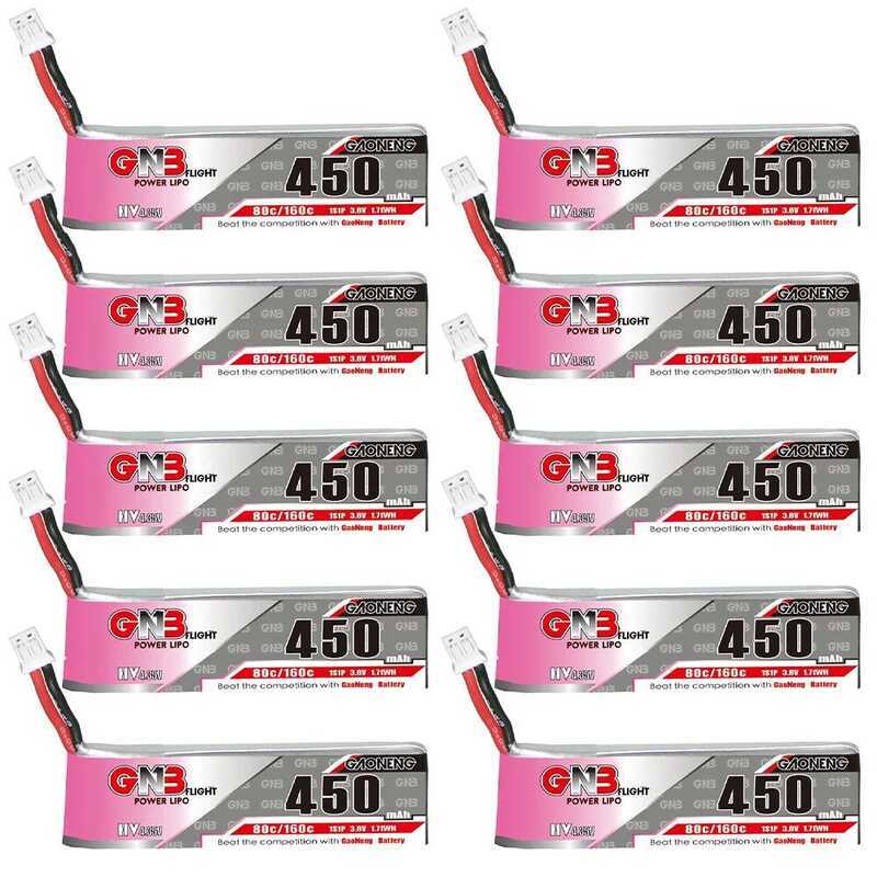 LiPo แบตเตอรี่ GNB 1S 3.8V 450mAh 80C/160C สำหรับโดรนแข่ง Emax Tinyhawk Quadcopter