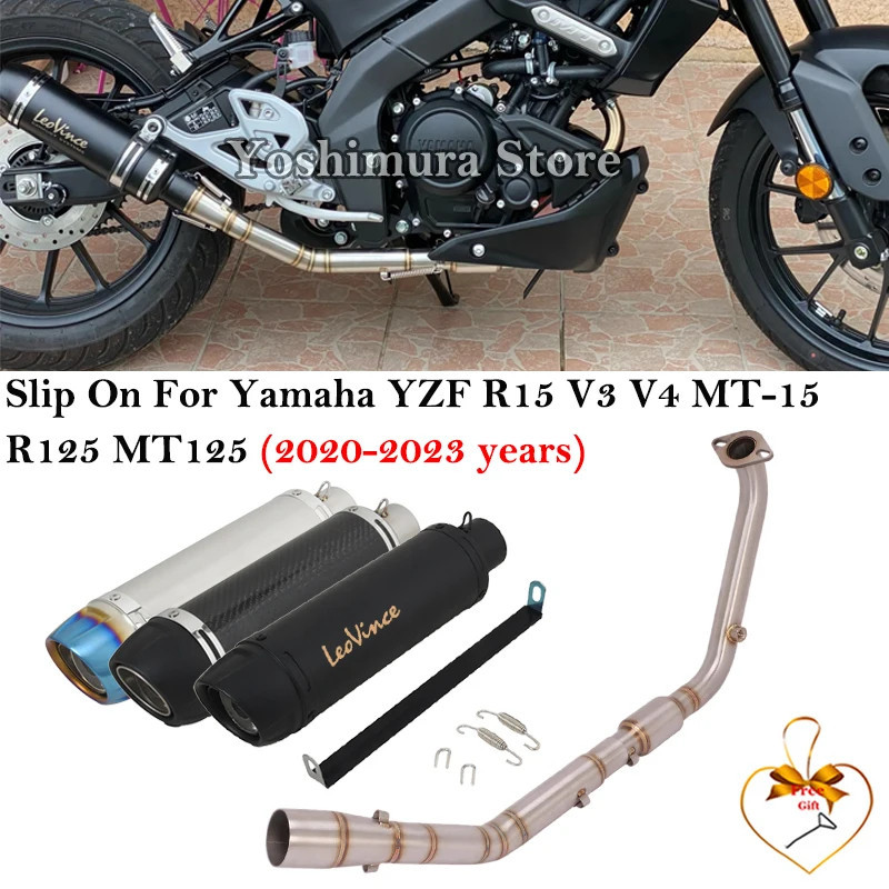 Full Systems For Yamaha YZF R15 V3 V4 R125 MT125 2020 - 2023 Motorcycle Exhaust Escape Modified Fro