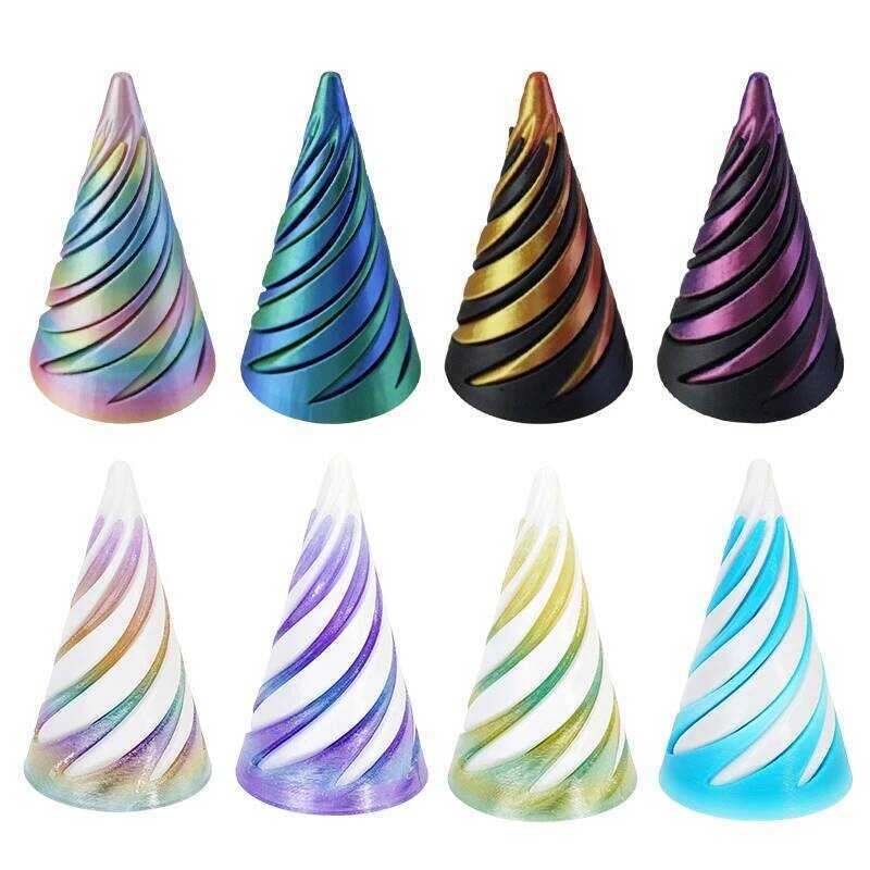 C 3D Printed Spiral Cone Ornaments Rotating Pyramid 3D Fidget Toys Anti-Stress Pyramid Spiral Cone