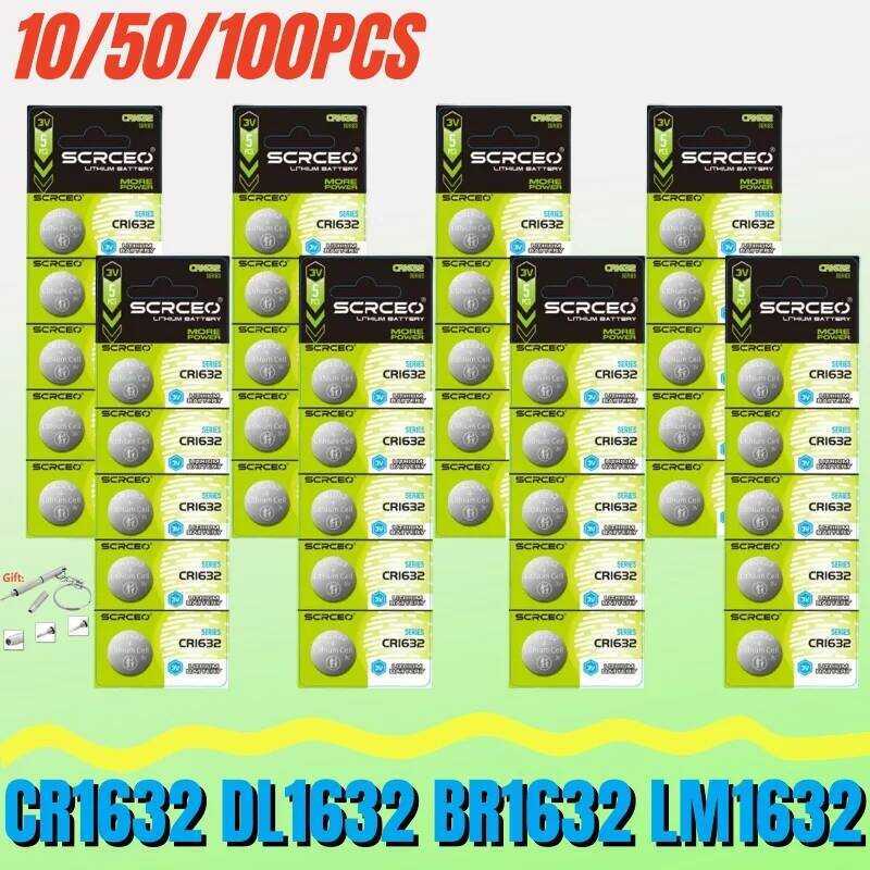 ชิ้น 10/50/100 CR1632 CR 1632 DL1632 BR1632 LM1632 ECR1632 แบตเตอรี่ลิเธียมแบบปุ่ม 3V สำหรับนาฬิกา