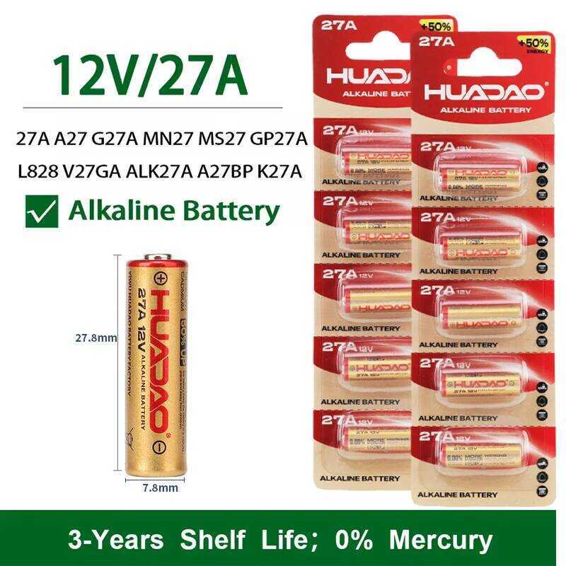 A27 แบตเตอรี่อัลคาไลน์ 27A 12V G27A MN27 MS27 GP27A L828 V27GA ALK27A A27BP K27A VR27 R27A สำหรับรีโ