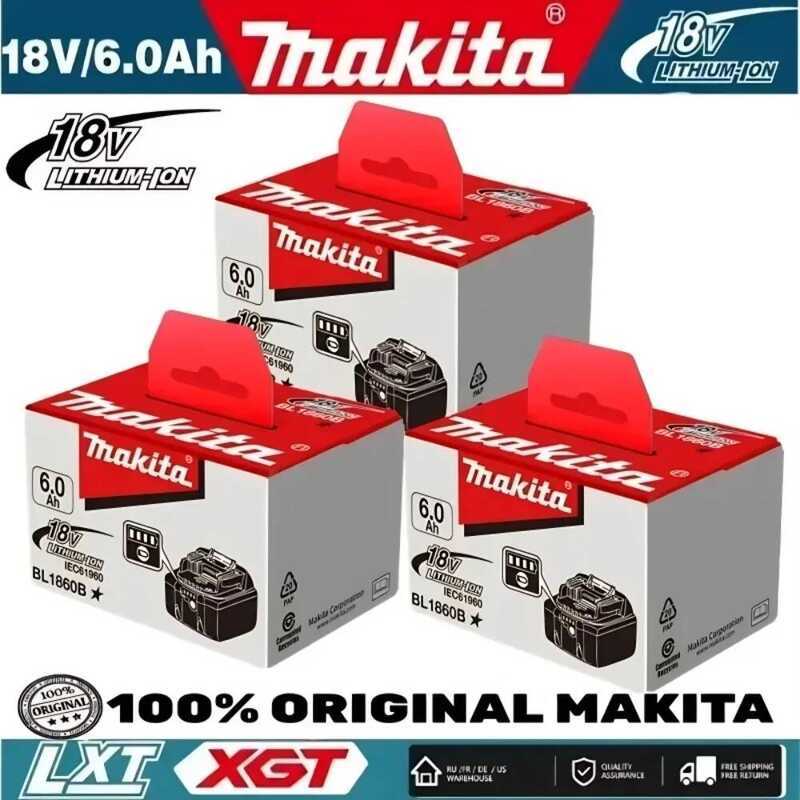 100% แบตเตอรี่ลิเธียมแท้ 6Ah สำหรับ Makita 18V BL1860B BL1840 BL1830B BL1850B BL1850 BL1860 BL1815 1
