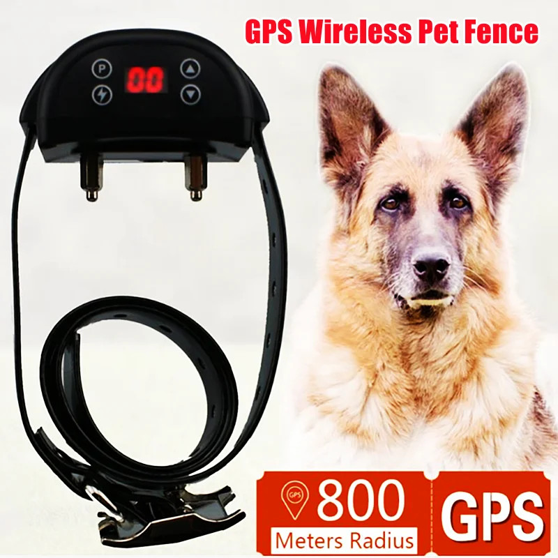 800m Radius Electronic GPS Wireless Dog Fence Rechargeable Waterproof Wireless Vibration Beeper Pet