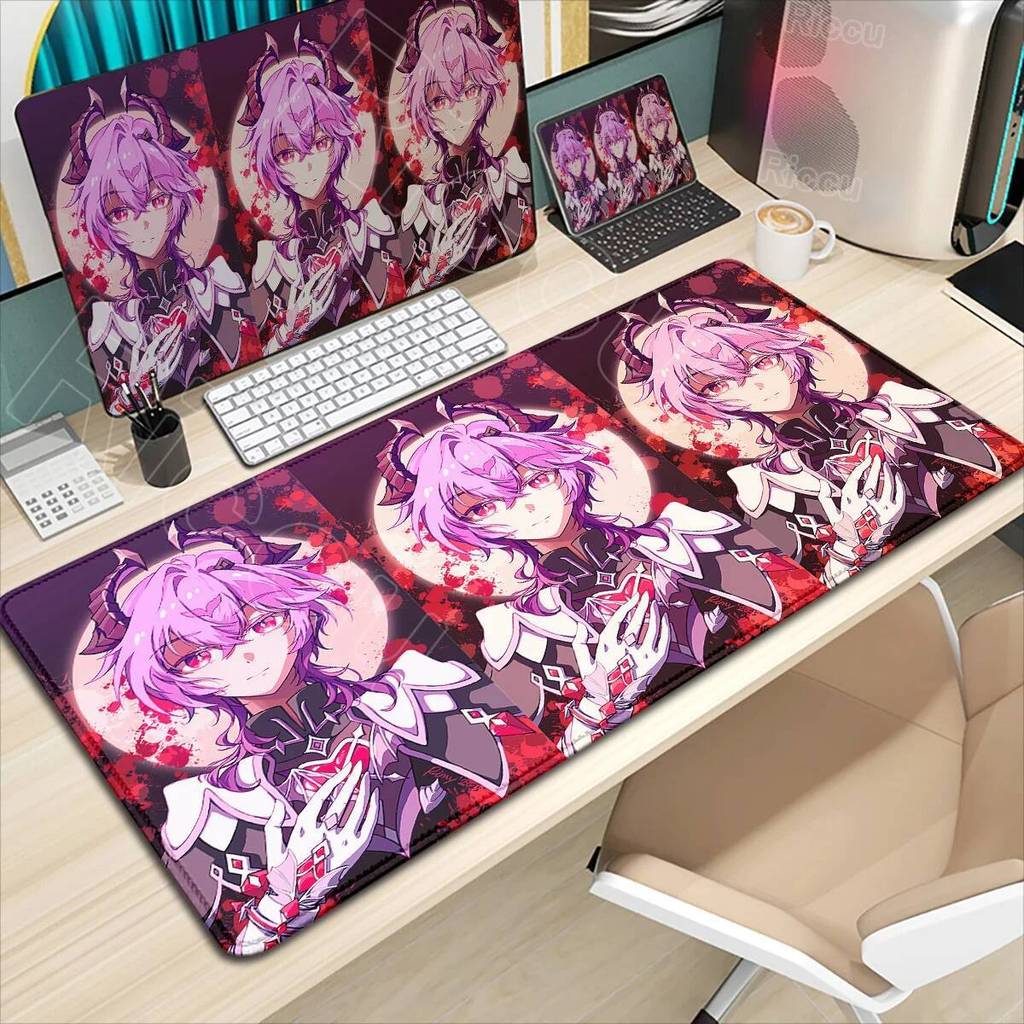 HD พิมพ์ Durin โต๊ะ Genshin Impact Xxl HD อะนิเมะแผ่นรองเมาส์ใหม่ Flins Mousepad E-Sports DeskMat PC