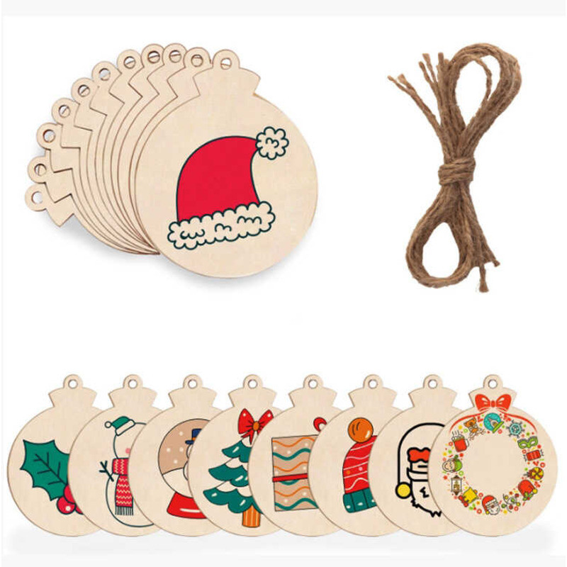 W Wood Chips Handmade diy Round Wood Chips Creative Christmas Party Decoration Supplies Blank Graffi