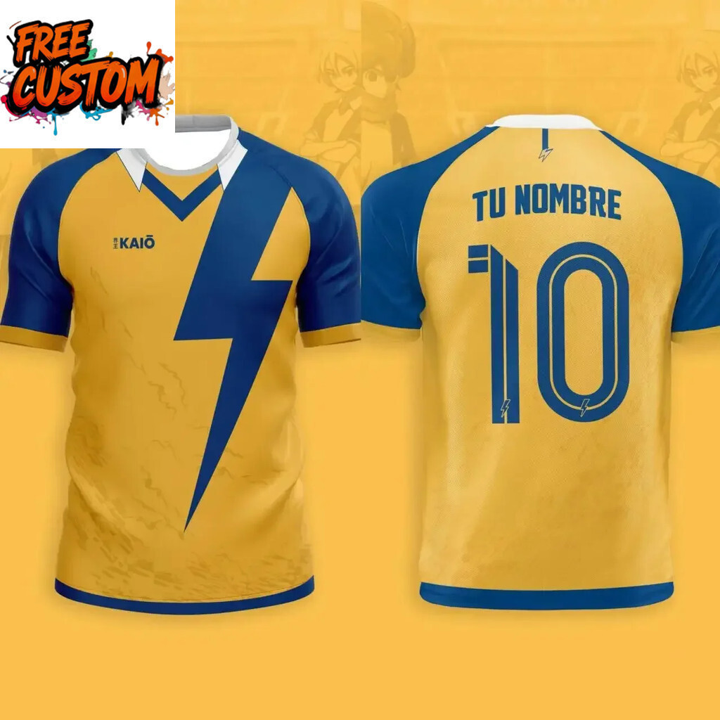 เสื้อยืดผู้ชายลายอนิเมะฟุตบอล Inazuma Eleven Kaio แห้งไว สวมใส่ง่าย มีไซส์ใหญ่สำหรับการฝึกซ้อมและสวม