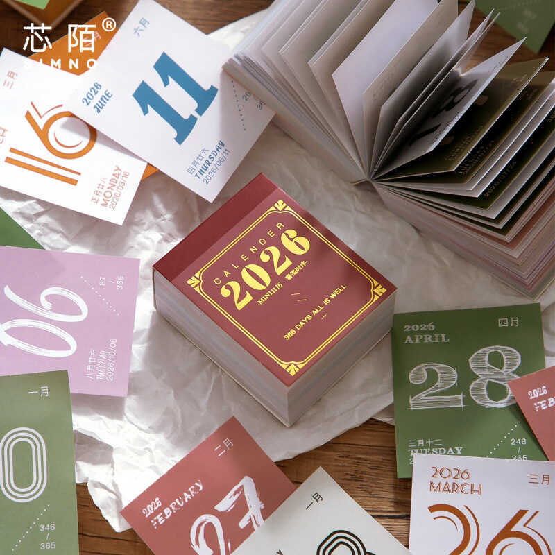 Xinmo 2026 Simple MINI Calendar-ธรรมดาหมายเหตุลําดับเวลา Planner Notebook Simple Student Calendar