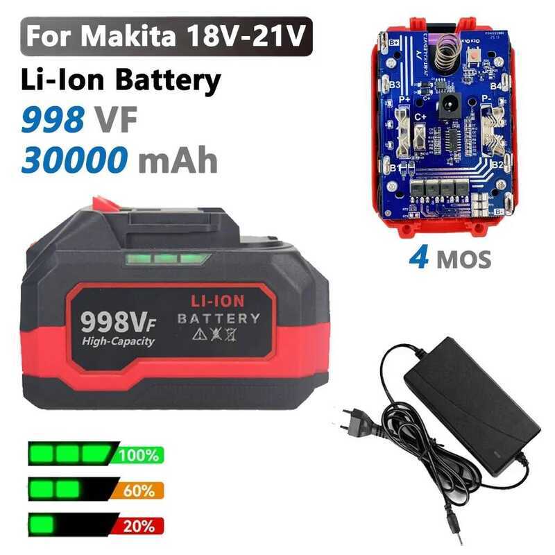 998VF แบตเตอรี่ลิเธียมไอออนแบบชาร์จใหม่ 20V 21V 30000mAh พร้อมตัวบ่งชี้ความจุสำหรับเครื่องมือไฟฟ้า M