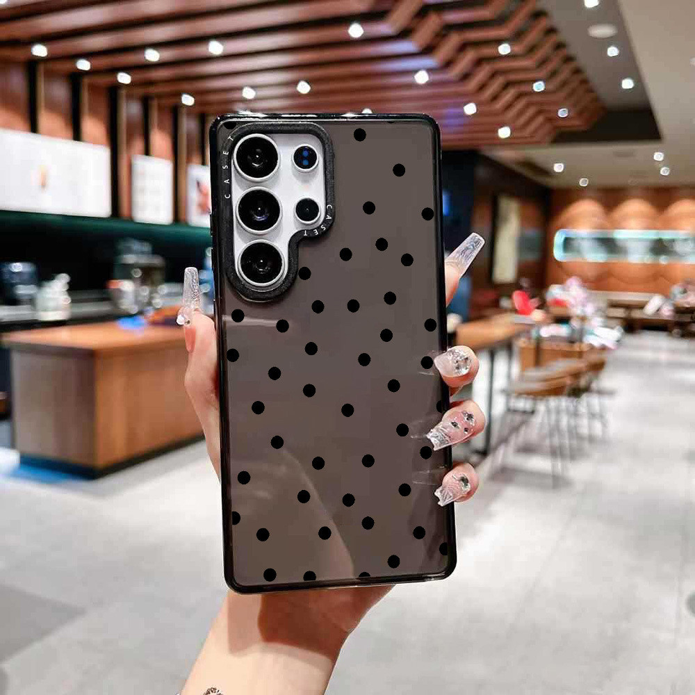 สีสําหรับ Galaxy S23 S24FE S23ULTRA S24ULTRA S25ULTRA ฝาครอบ Screenful สีดํา Wave Point รูปแบบ A54 A55 A56 S24 S25 S23Plus สีซิลิโคนนุ่มกันชนกันกระแทก - รูปที่ 2