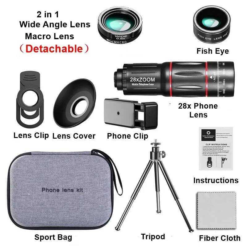C Telephoto Lens 28X HD Camera Phone Lens Telescope Zoom Ro Lens For Iphone Smartphone Fish Eye Len