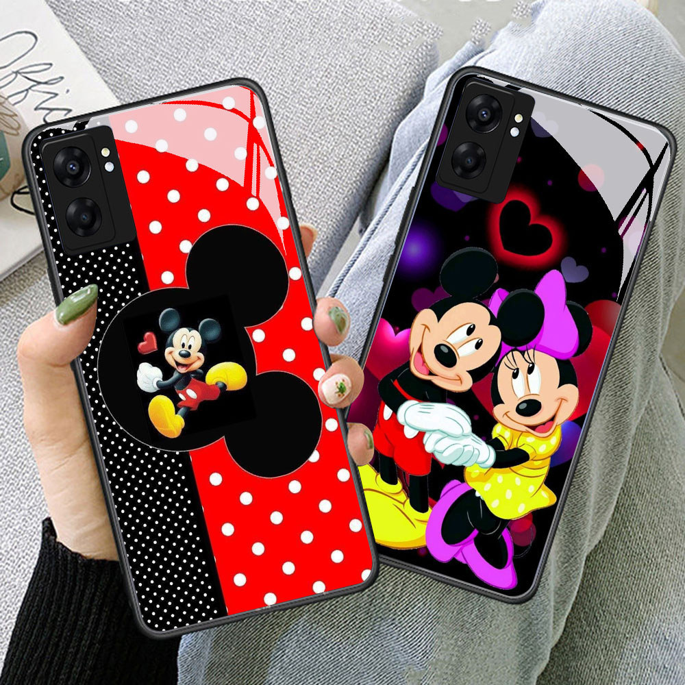TS-75 Mickey Mouse HD แก้วสําหรับ OPPO A57 A77S A17 A36 A77 A57S A76 A96 Reno 10 13 Pro Realme C30S 