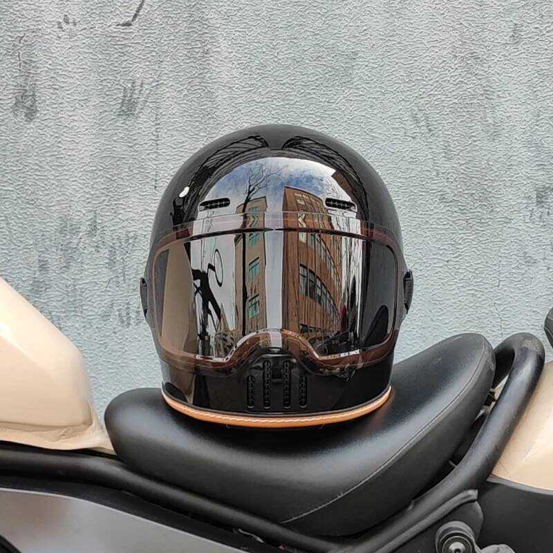 ORZ Retro Full Face Cruising Motorcycle Four Seasons Couple Street Pig Nose Helmet DOT ได้รับการอนุม