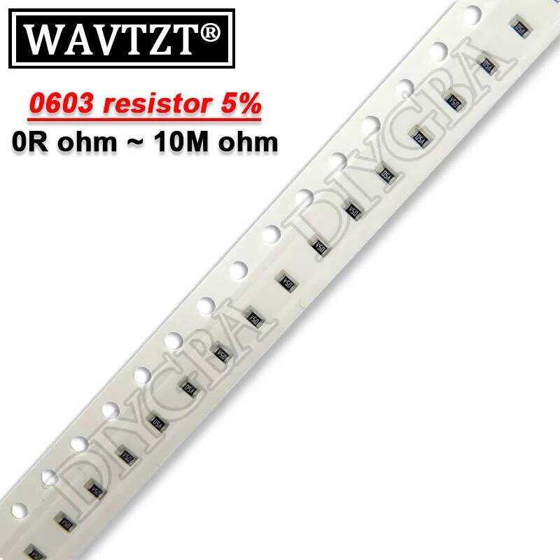 ตัวต้านทาน 100ชิ้น SMD 5% 0603 ~ 10M 1/10W 0 1 10 100 150 220 330 โอห์ม 1K 2.2K 10K 100K 1M 0R 1R 10