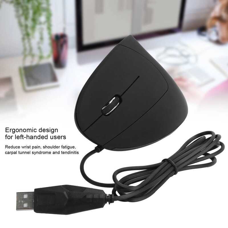 USB เมาส์ ออปติคอลสำหรับมือซ้าย แนวตั้ง ตามหลักสรีรศาสตร์ 800/1200/1600DPI สำหรับ Windows 8/10