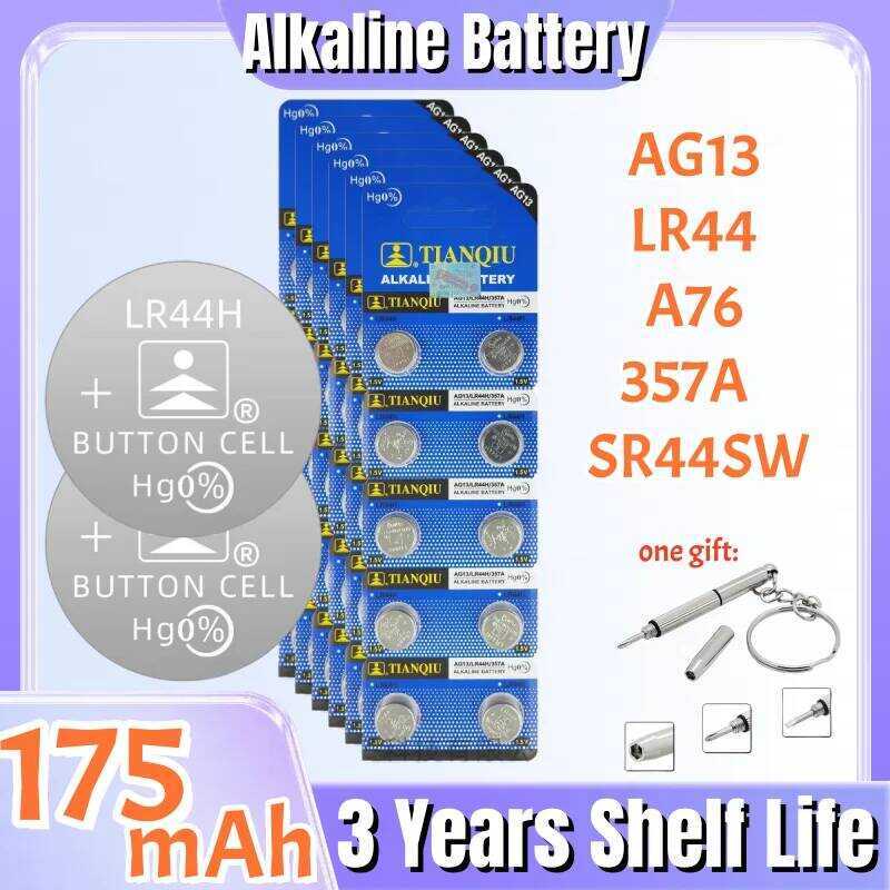 LR44 แบตเตอรี่เซลล์ AG13 1.5V 357 SR44 LR1154 แบบปุ่ม RW82 SR1154 SP76 สำหรับนาฬิกา ของเล่น รีโมท 4-