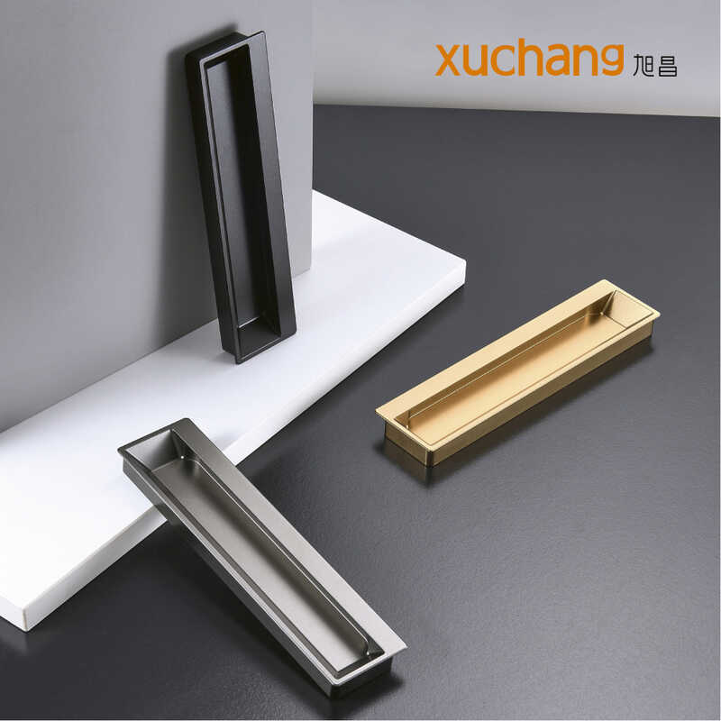 Xuchang มือจับประตูตู้เรียบง่ายทันสมัยที่จับปกปิดในตัวที่จับตู้ลิ้นชักที่มองไม่เห็น E