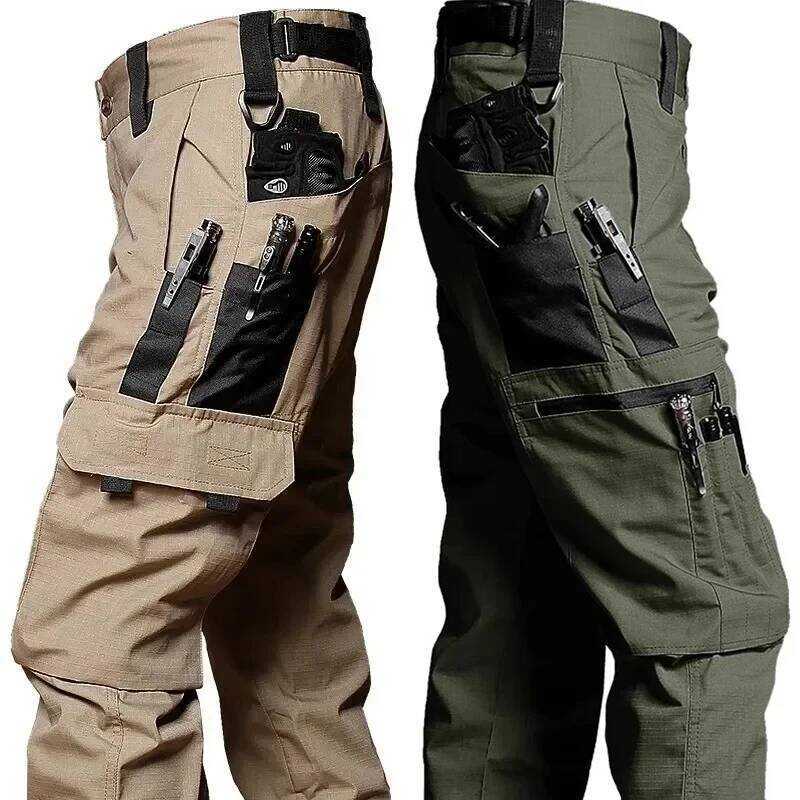 C Men's Outdoor Work Pants 2-Pcs Tactical Cargo Trousers New Multi-Pocket Wear-Resistant Workwear O