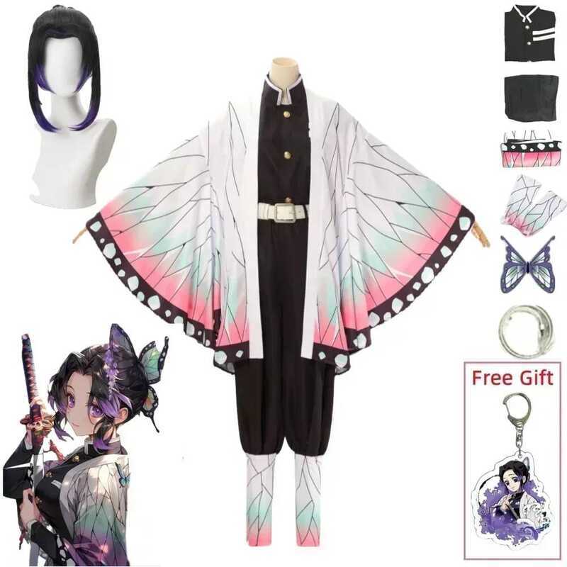 C Kochou Shinobu Cosplay Kostuum Anime Shinobu Pruik Haori Uniform Vrouwen Kinderen Halloween Kledi