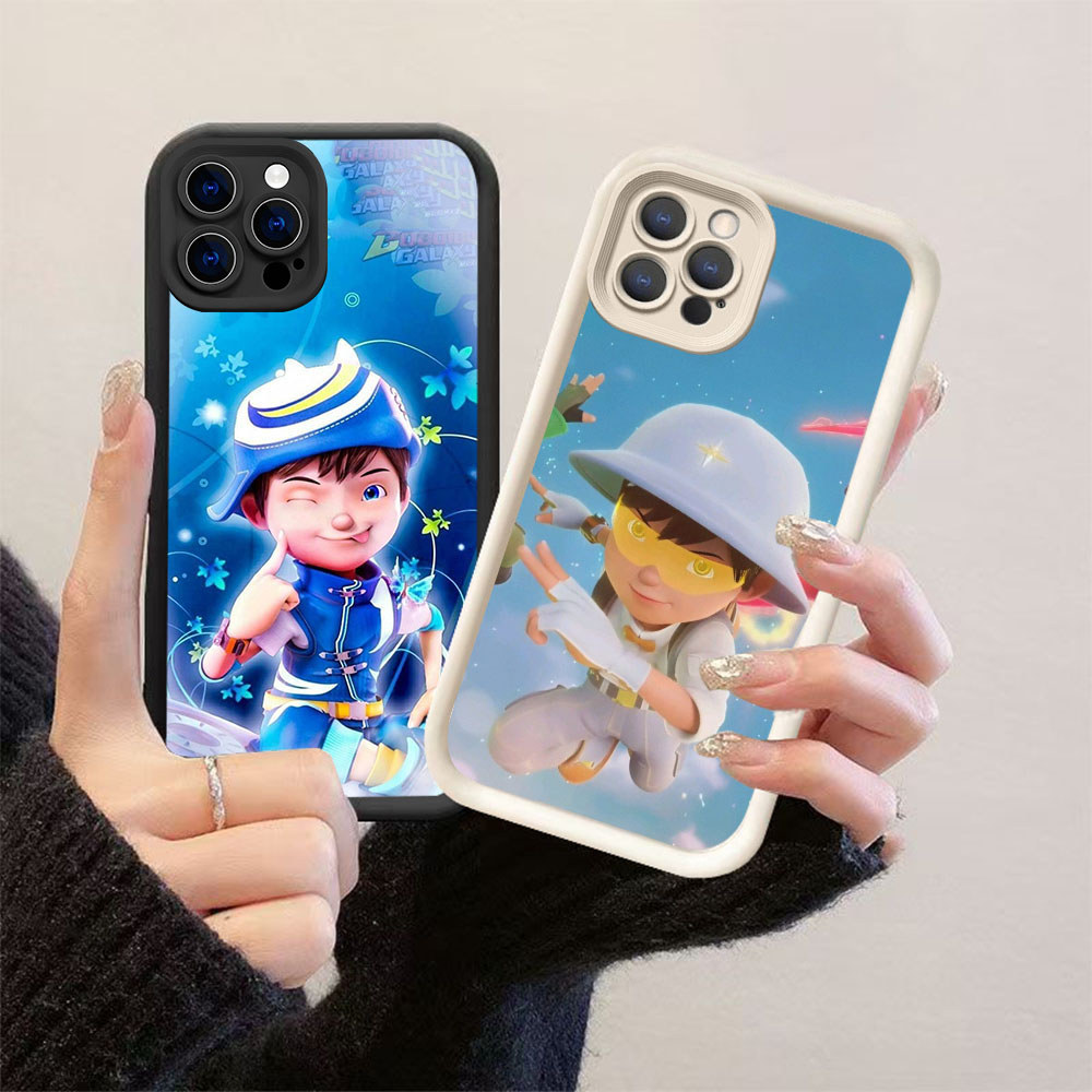 HK-10 Bobiboy ปลอกกันกระแทกสําหรับซิลิโคนสีดําและสีขาว iPhone 15 14 Pro Max