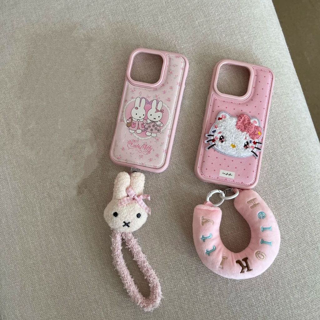 Apple 17pro/16 เคสโทรศัพท์กันกระแทก iPhone 15/14/13 น่ารักสีชมพู KT Cat เคสโทรศัพท์ iPhone 12/11 เคสโทรศัพท์การ์ตูน