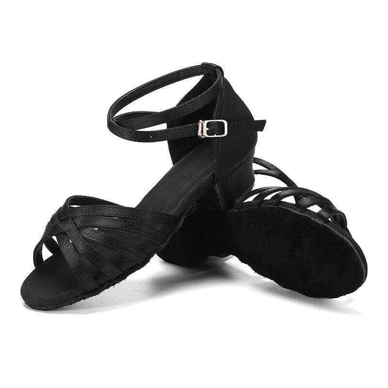 ▥ เด็กรองเท้าเต้นรําเด็กสาวละตินโมเดิร์นรองเท้าผ้าใบรองเท้าสาวรองเท้าบอลรูม Salsa Tango ฝึกรองเ