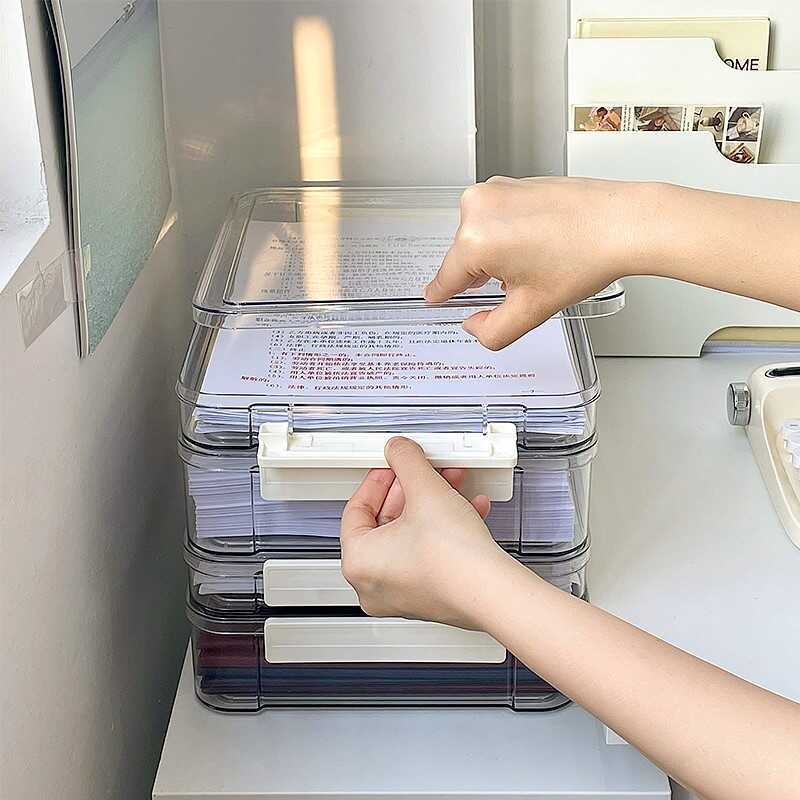 T Test Paper Storage Tidy-up ขนาดใหญ่-ความจุโปร่งใสพลาสติกบัญชีหนังสือ Junior High School เอกสารสําเ