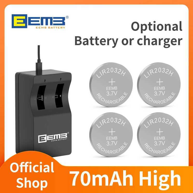 EEMB แบตเตอรี่ลิเธียมเซลล์แบบชาร์จได้ LIR2032H ขนาด 70mAh พร้อมที่ชาร์จ (ไม่จำเป็น) 2032 3.7V สำหรับ