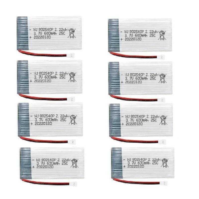 3.7V แบตเตอรี่ลิโพ 600mAh 25C 802540P ปลั๊ก XH2.54/USB สำหรับ X5 X5C X5SC X5SW M68 X705C อะไหล่โดรนค