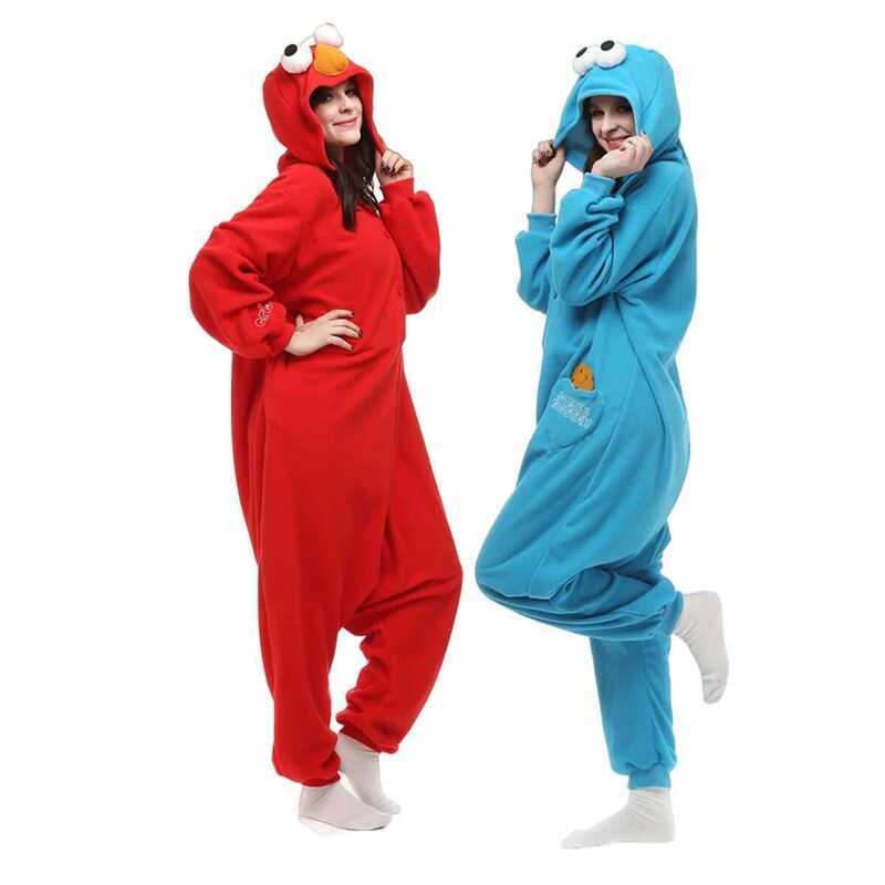 C Adults Animal Kigurumi Cookie Monster Costume Cartoon Onesies Pyjama Halloween Carnival Party Jum