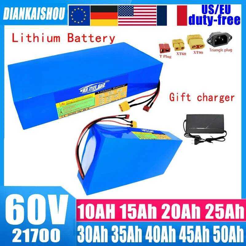 21700 แบตเตอรี่ลิเธียม 60V 50Ah 45Ah 15Ah 20Ah 25Ah 30Ah 35Ah 40Ah ชุดแบตเตอรี่ 3000W กำลังสูง สำหรั