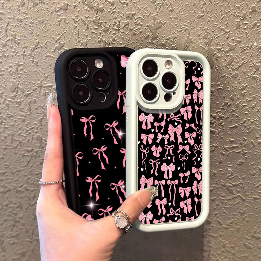 สำหรับ iPhone 6 6s 7 8 Plus SE X XR XS 11 Pro Max เคสโทรศัพท์มือถือ ดวงตานางฟ้า กรณ AB84 Pink Black 