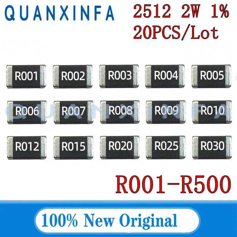 ชิ้น 20 2512 1% SMD 2W ตัวต้านทานโลหะผสม R001 R002 R005 R008 R010 R040 R050 R060 R070 R100 R120 R150
