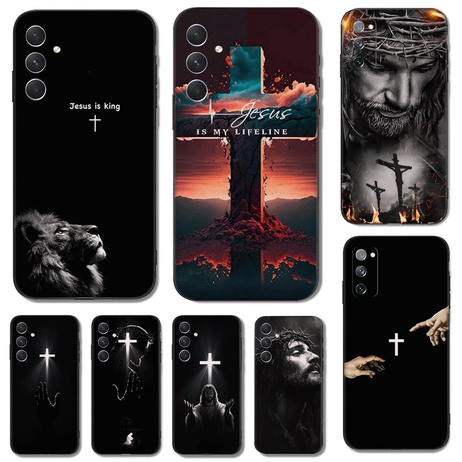 Samsung M34 A55 A35 M35 M55 M15 K1 Biblical Jesus Christ TPU เคสโทรศัพท์มือถือแบบนิ่มสีดํา