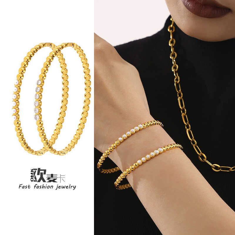 สร้อยข้อมือOmaka T Home เพชรสังเคราะห์เต็มตัว สแตนเลส ดีไซน์เรียบหรู