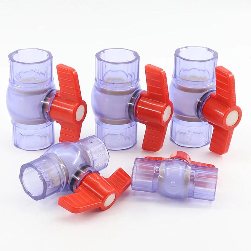 2pcs Transparent UPVC Pipe Socket Ball Valve Garden Irrigation HYDRAULIC Coupler Adapter Aquarium F