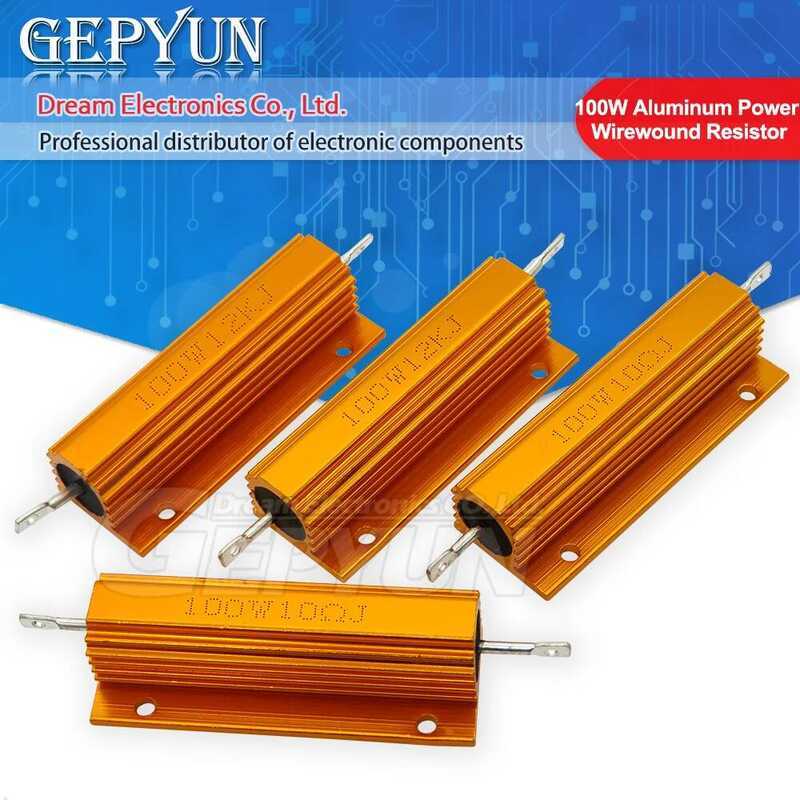 ชิ้น 1 100W ตัวต้านทานแบบพันลวดเปลือกโลหะอลูมิเนียม 0.05 0.1 0.5 1 2 6 8 10 20 200 500 750 800 1K 10