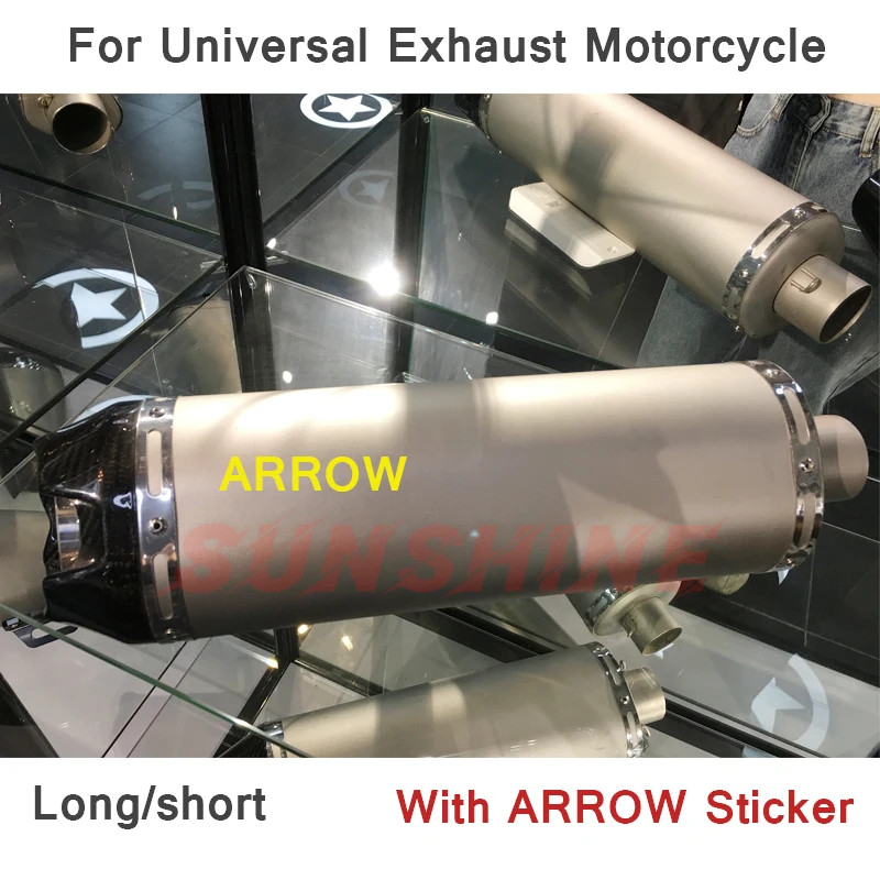Motorcycle Exhaust Universal Muffler Long/Short Escape Moto Pitbike Motorcross Modified Slip on For
