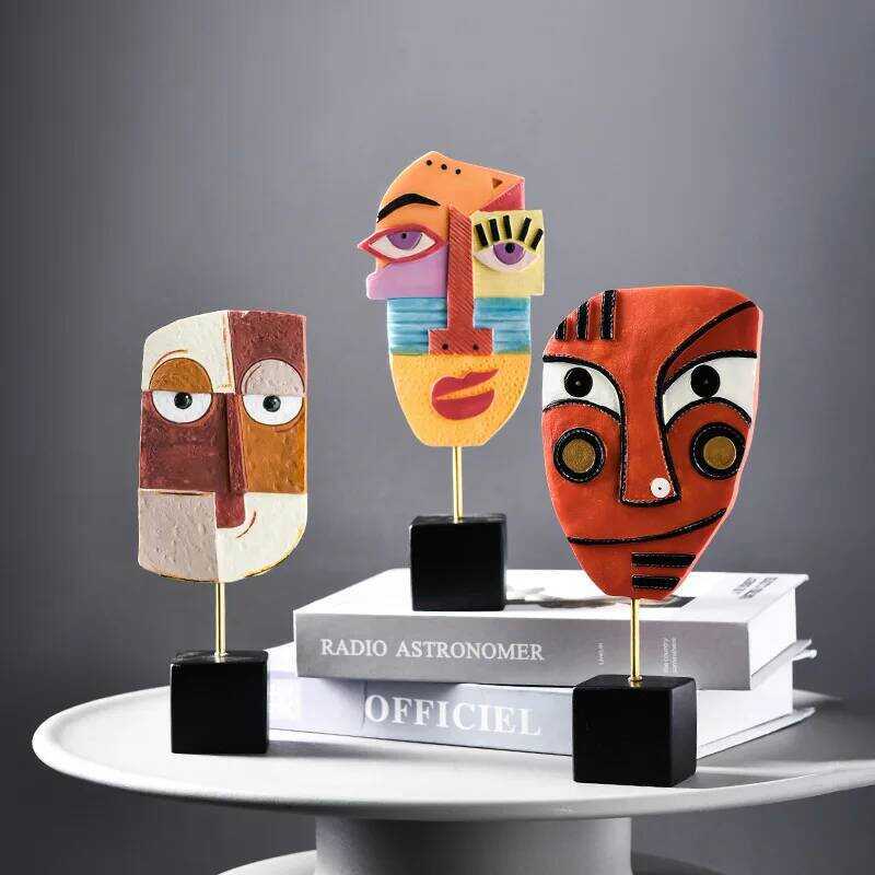 C Nordic Abstract Art Face S Creative Picasso Oil Painting Statue Modern Home Living Room Office De