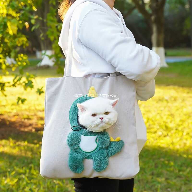Pet Outing Bag Cat Bag Messenger Portable Cat Bag Small Dog Can Halter Shoulder Bag Supplies Burger 