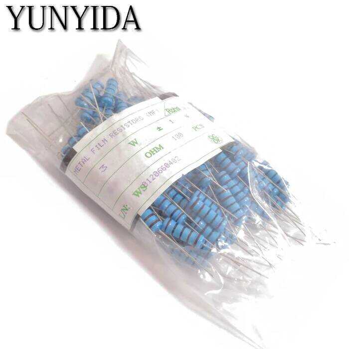 ชิ้น 100 +-1% ตัวต้านทานฟิล์มโลหะ 3W 1R 10R 22R 47R 100R 220R 330R 680R 1K 2K2 4.7K 10K 47K 100K 470