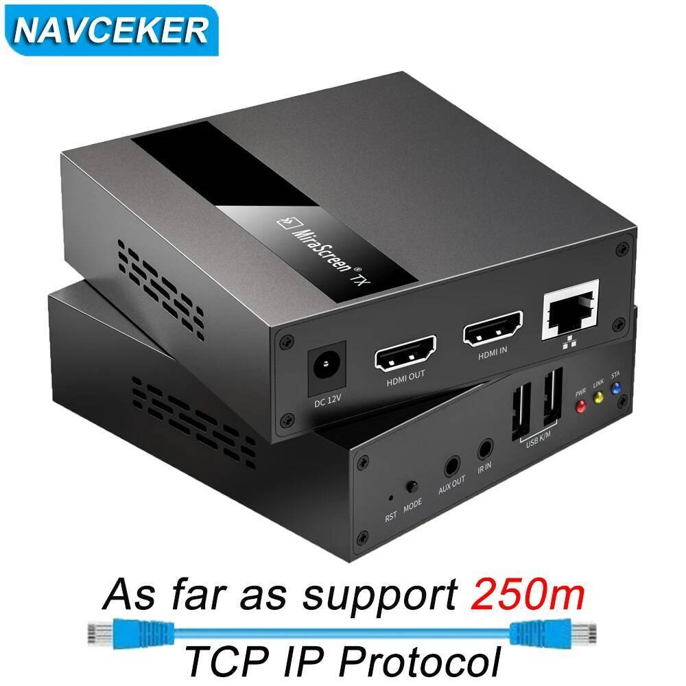 Navceker HDMI KVM Extender Over IP RJ45 เครือข่ายอีเธอร์เน็ต KVM Extender USB HDMI 250M Over UTP/STP