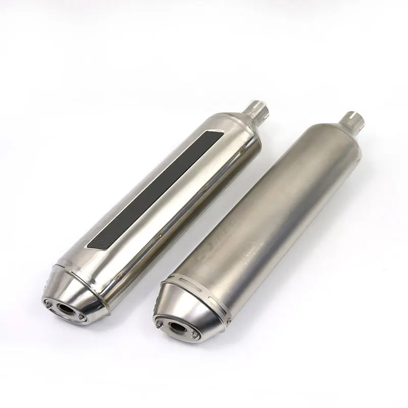 38mm-51mm Long Bright Silver Stainless Steel Motorcycle Exhaust Muffler Sound Good For Harley KTM O