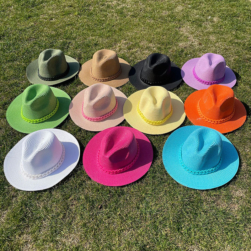 Chain Straw JAZZ Top Casual Retro Sun Hat Travel Vacation Sun Hat Top Hat