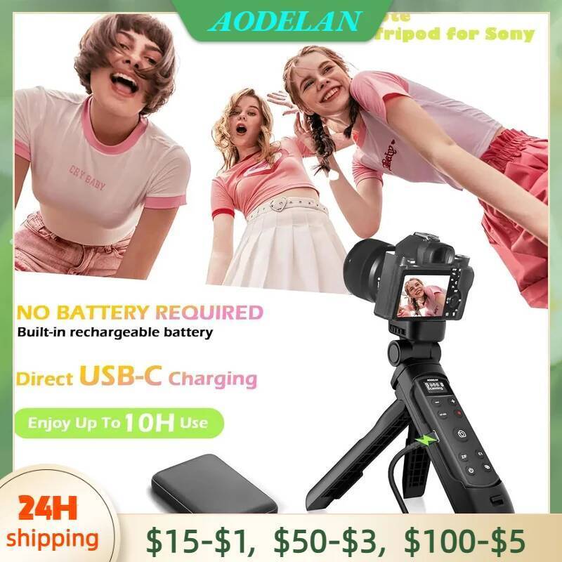 สําหรับ Sony Vlogging การถ่ายภาพ Grip ขาตั้งกล้อง,รีโมทคอนโทรลกล้องไร้สายแบบชาร์จไฟได้พร้อมหน้าจอ OL