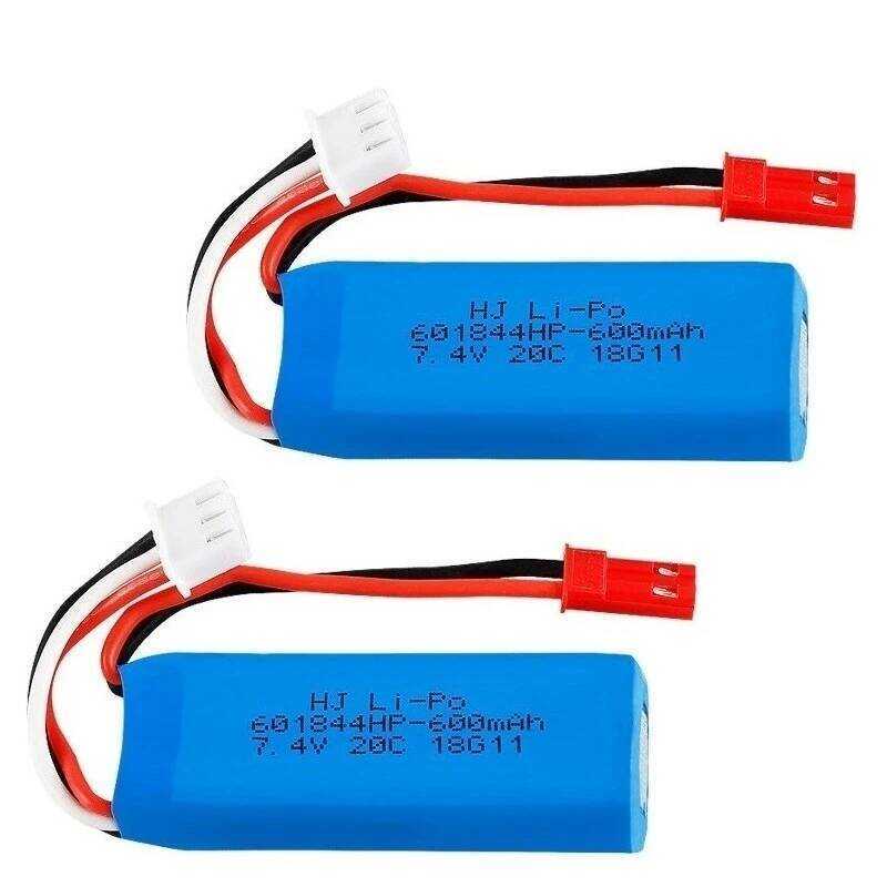 ชิ้น/ล็อต 1/2 7.4V 600mAh 20C ลิโพสำหรับ WLtoys K969 K979 K989 K999 P929 P939 อะไหล่รถ RC 2s 7.4v แบ