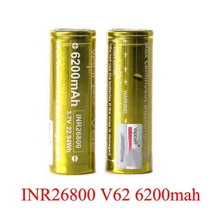 Vapcell แบตเตอรี่ V62 6200mah INR26800 26800 แบตเตอรี่ชาร์จใหม่ได้ 3.7v 22.94Wh แบตเตอรี่การใช้พลังง