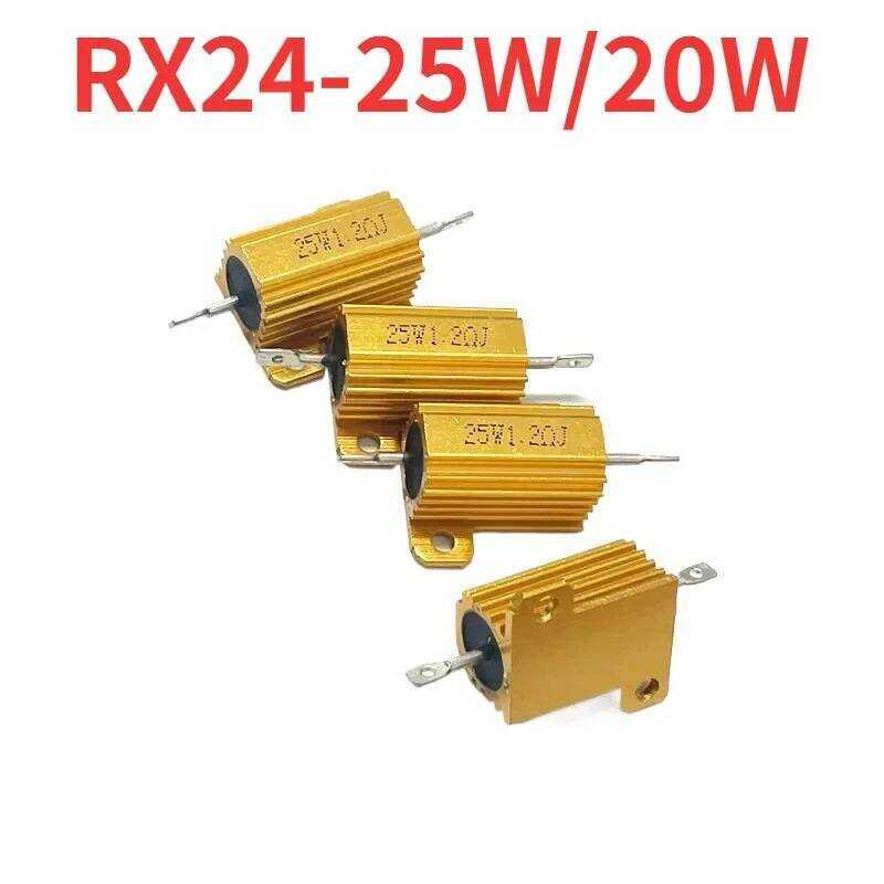 ชิ้น 1 RX24-25W/20W ตัวต้านทานอลูมิเนียมสีทอง 1R 2R 3R 4R 5R 6R 8R 10R 20R 30R 100โอห์ม