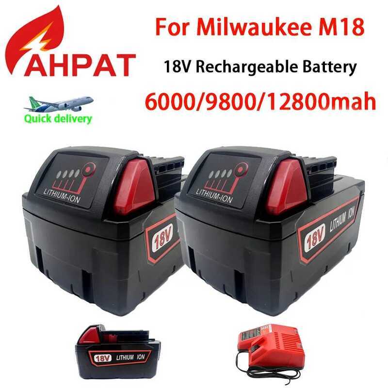 18V สำหรับแบตเตอรี่ลิเธียม 6.0AH/9.8Ah/12.8Ah ทดแทนสำหรับ Milwaukee M18 48-11-1815 48-11-1850 2604-2