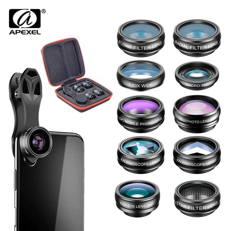 C APEXEL 10 In 1 Mobile Camera Lenses Ro Wide Angle Phone Accessories HD Multi-Function Mobile Phon