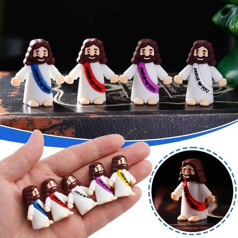C 50Pcs Mini Jesus Statue Easter Decoration Jesus Toys Figure Christ Religious Savior Jesus Doll Ea